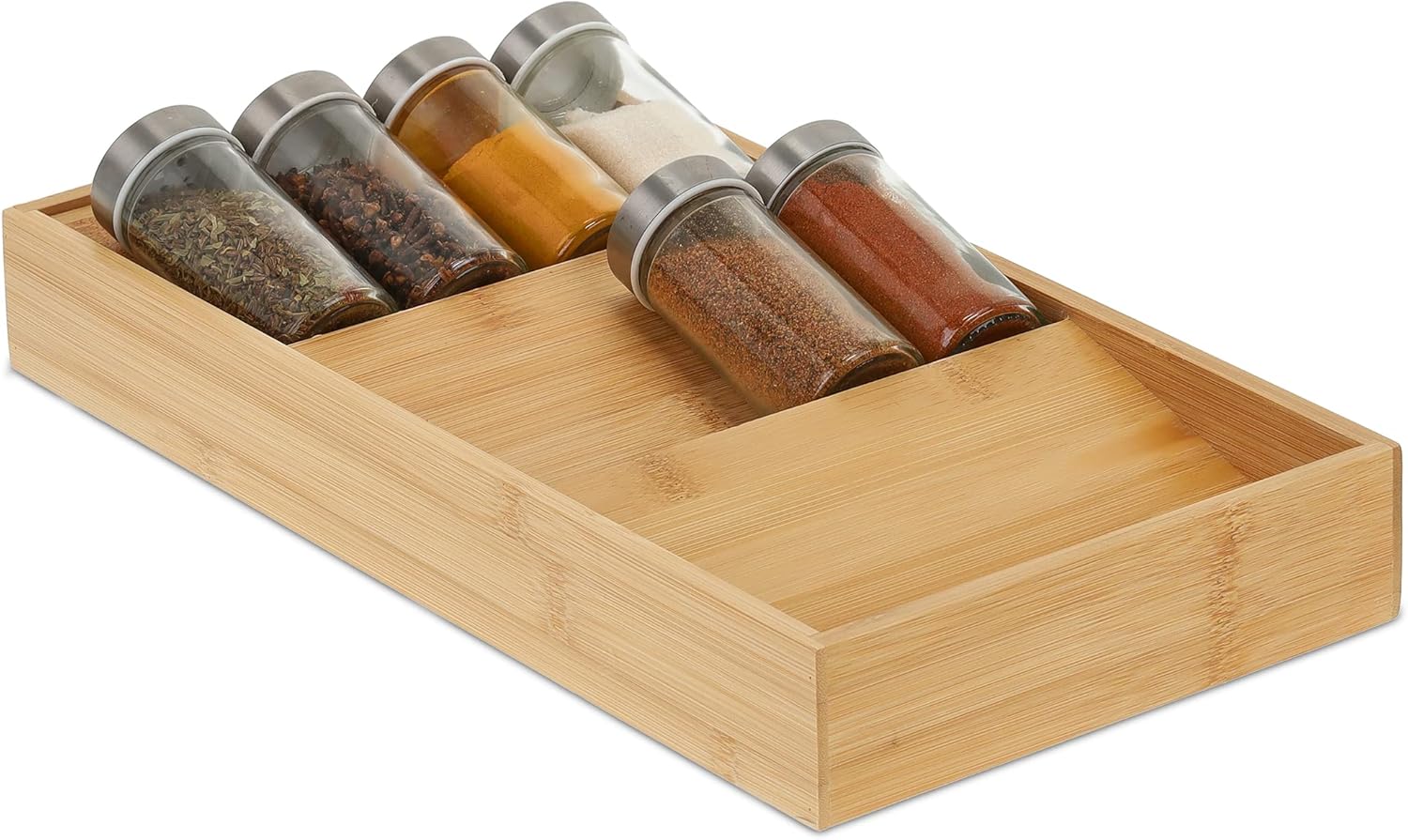Relaxdays horizontal spice rack, 3 shelves, HBD: 5 x 20 x 38 cm, spice organizer for kitchen drawer, spice V1189-HB001WSRG00023