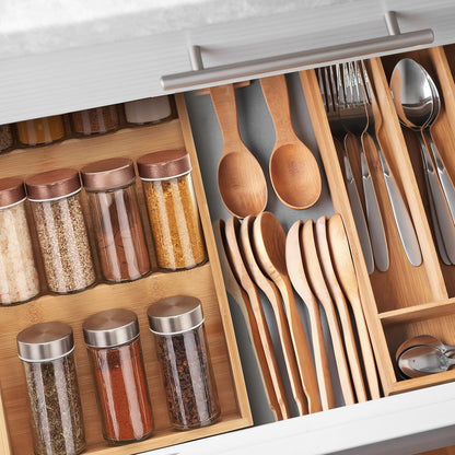 Relaxdays horizontal spice rack, 3 shelves, HBD: 5 x 20 x 38 cm, spice organizer for kitchen drawer, spice V1189-HB001WSRG00023