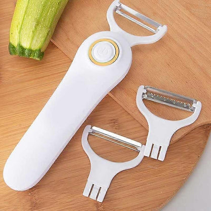 Electric Peeler, Portable USB Rechargeable Fruit and Vegetable Peeler with 3 Cutting Heads, Home Kitchen Tool V1189-HB001WSRG00031