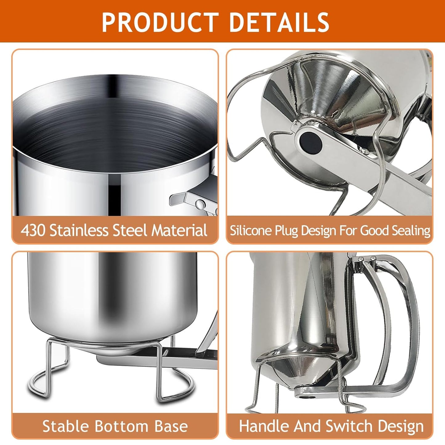 Batter Pourer - 900 ml With Squeeze Lever - Kitchen Aid For Cake And Pie V1189-HB001WSRG00036