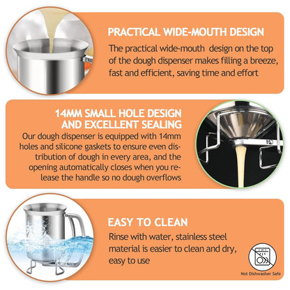 Batter Pourer - 900 ml With Squeeze Lever - Kitchen Aid For Cake And Pie V1189-HB001WSRG00036