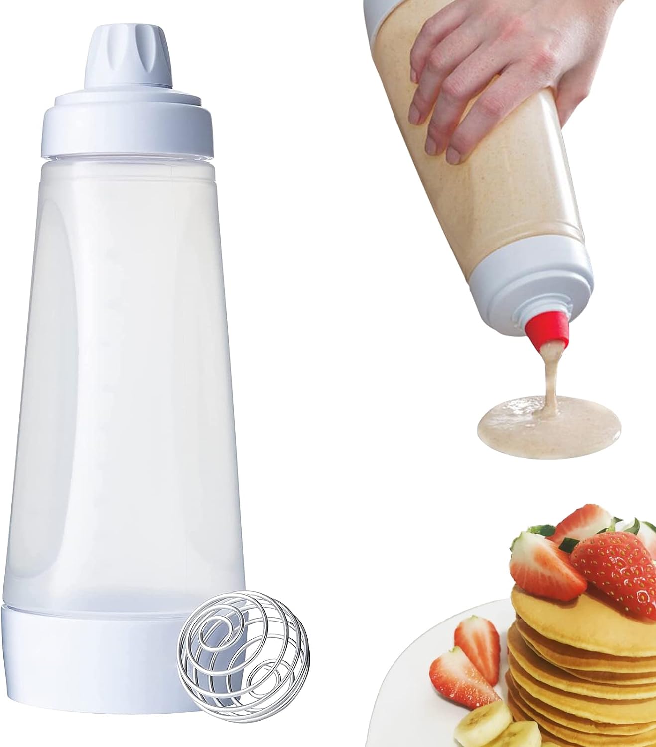 Squeeze bottle for batter - pancakes and waffles - with mixing ball V1189-HB001WSRG00038