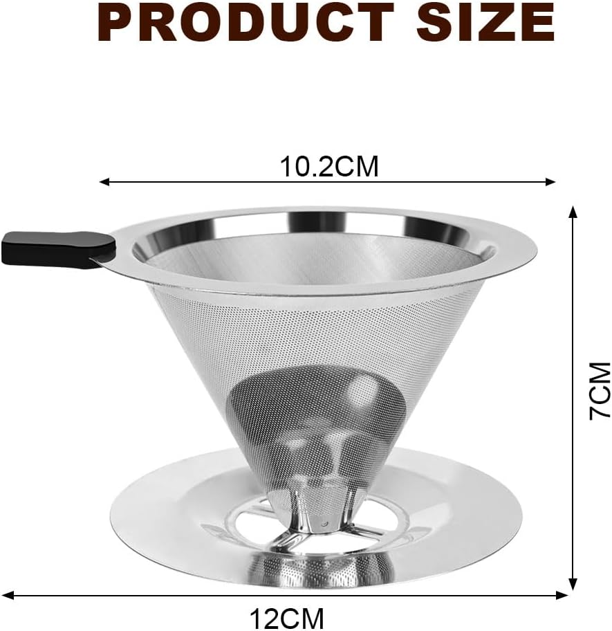Coffee Filter - Reusable Stainless Steel Filter - Paper-Free - For Manual Coffee V1189-HB001WSRG00040