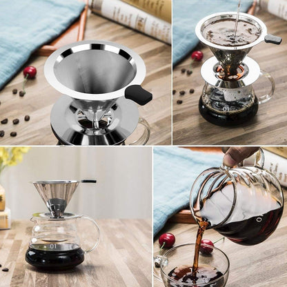Coffee Filter - Reusable Stainless Steel Filter - Paper-Free - For Manual Coffee V1189-HB001WSRG00040
