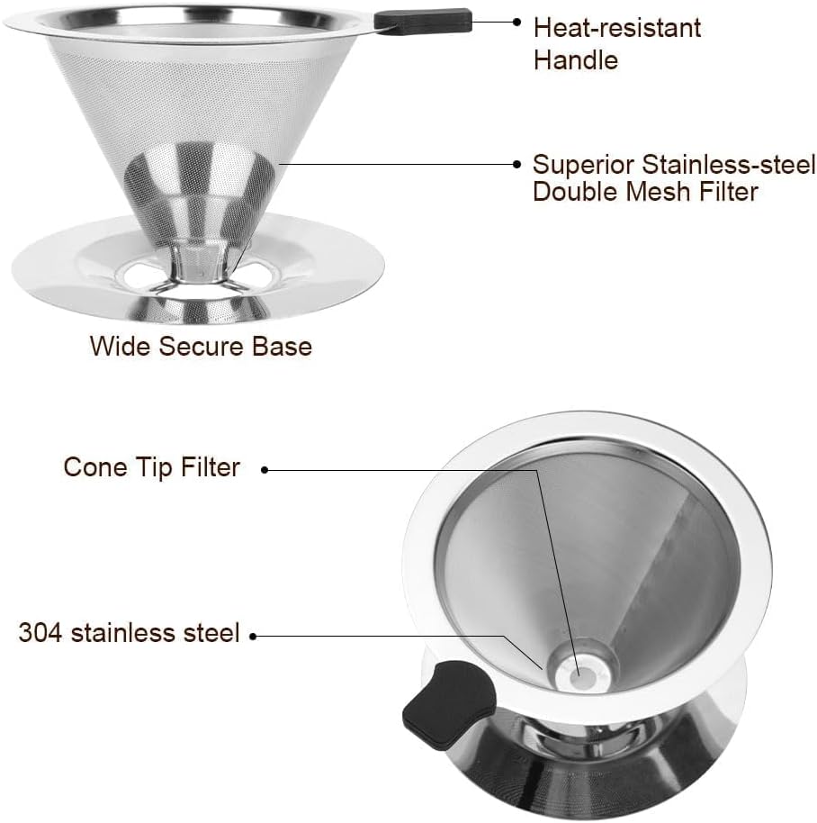 Coffee Filter - Reusable Stainless Steel Filter - Paper-Free - For Manual Coffee V1189-HB001WSRG00040