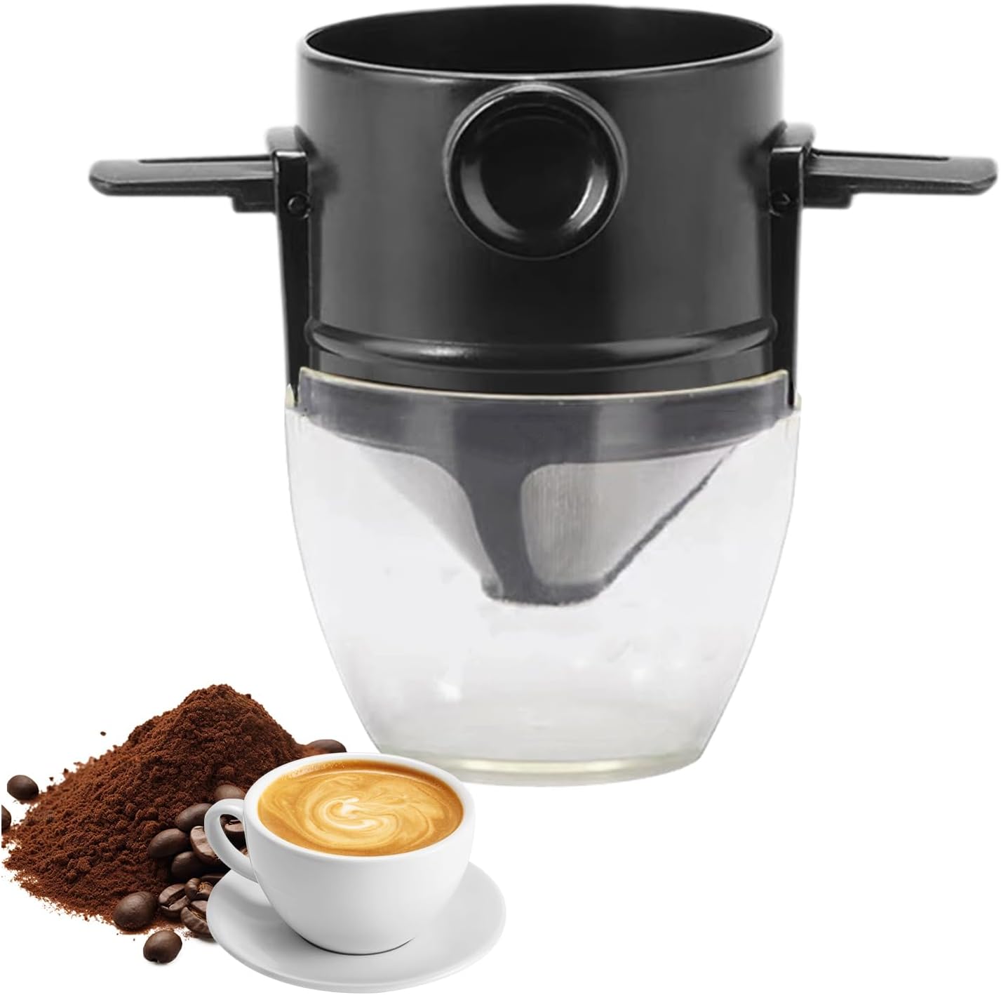 Coffee Filter - Reusable Cone for Drip Coffee - Stainless Steel - Includes Glass Jug V1189-HB001WSRG00041