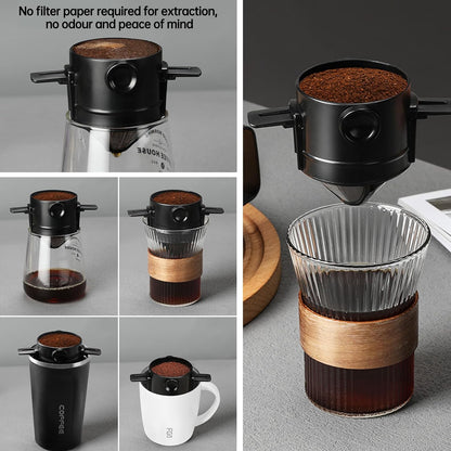 Coffee Filter - Reusable Cone for Drip Coffee - Stainless Steel - Includes Glass Jug V1189-HB001WSRG00041