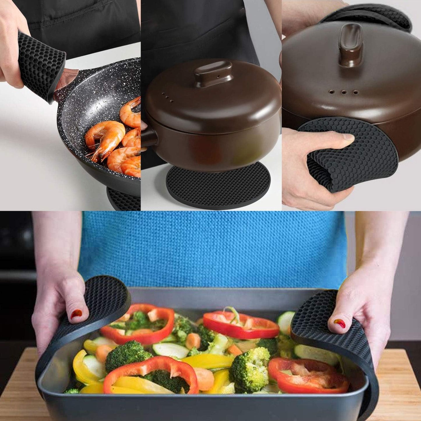 Trivets - Set of 4 - Thick Silicone - Protects Tabletops V1189-HB001WSRG00044