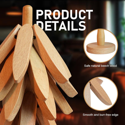 Tree Shape Coasters - Wooden Set of 4 - Protection and Decoration - For Kitchen V1189-HB001WSRG00045
