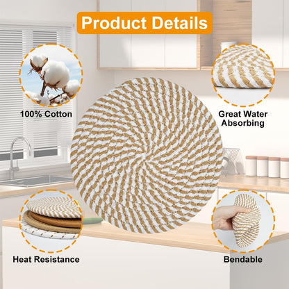 Cotton Coasters - Set of 4 - Woven Heat Resistant - 11cm Diameter V1189-HB001WSRG00046
