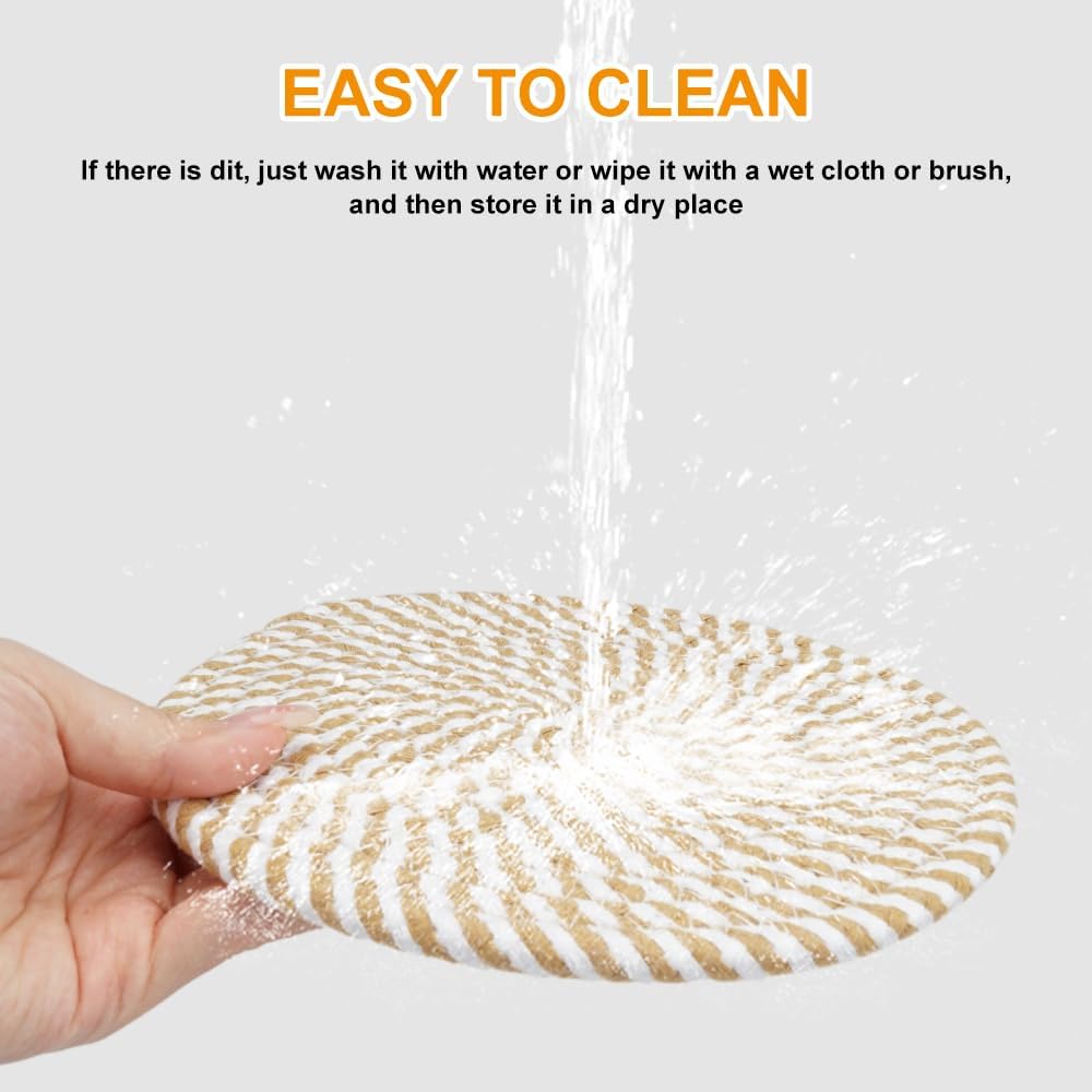 Cotton Coasters - Set of 4 - Woven Heat Resistant - 11cm Diameter V1189-HB001WSRG00046