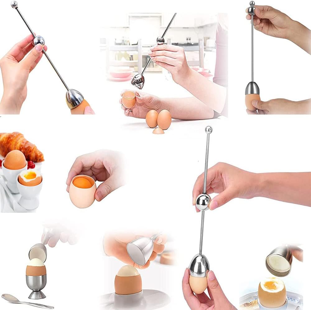Egg Shell Cracker - Stainless Steel Kitchen Aid - For Soft-Boiled Eggs - Easy to Clean - Kitchen Utensil V1189-HB001WSRG00047