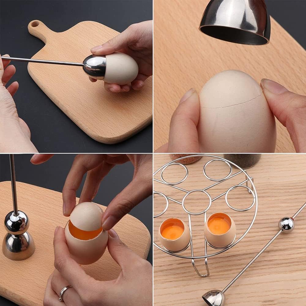 Egg Shell Cracker - Stainless Steel Kitchen Aid - For Soft-Boiled Eggs - Easy to Clean - Kitchen Utensil V1189-HB001WSRG00047