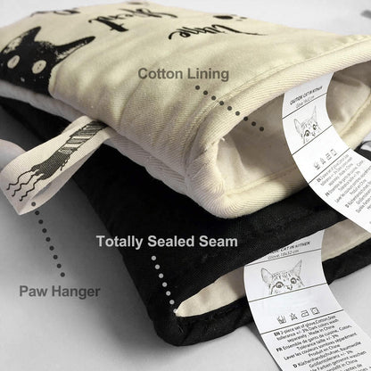 Oven Gloves - Cat Design - For Cooking And Baking - Size 17x31 Cm - Heat Resistant V1189-HB001WSRG00049