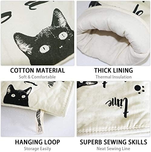 Oven Gloves - Cat Design - For Cooking And Baking - Size 17x31 Cm - Heat Resistant V1189-HB001WSRG00049