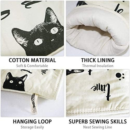 Oven Gloves - Cat Design - For Cooking And Baking - Size 17x31 Cm - Heat Resistant V1189-HB001WSRG00049