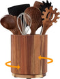 Kitchen Utensil Holder - Acacia Wood with 360 Degree Rotatable - Suitable for 15-20 Pieces - With Non-Slip V1189-HB001WSRG00050