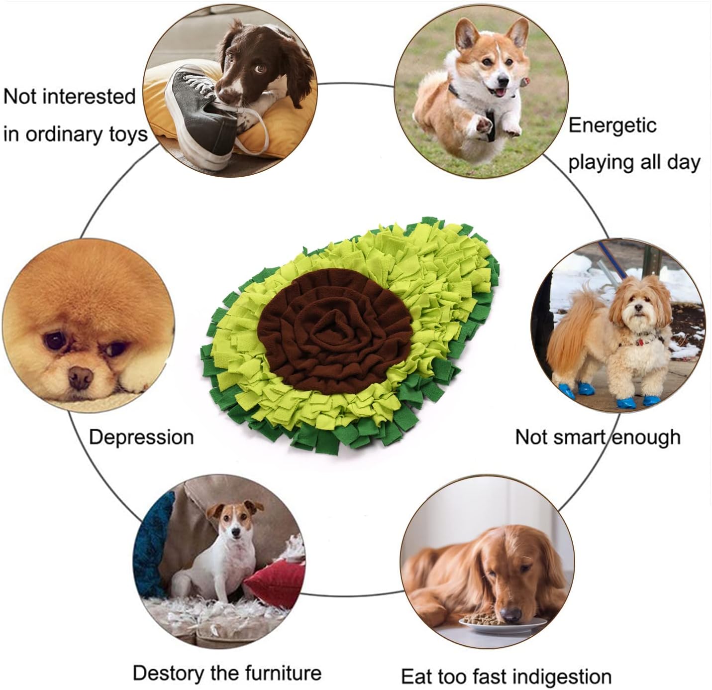 Snuffle Mat - Avocado Design with Foldable - For Dogs and Cats - Green Training Mat - Pet Activity V1189-HB001WSRR00001