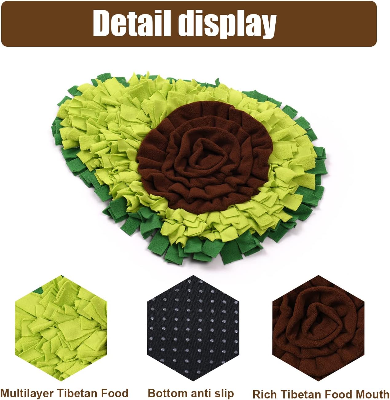 Snuffle Mat - Avocado Design with Foldable - For Dogs and Cats - Green Training Mat - Pet Activity V1189-HB001WSRR00001