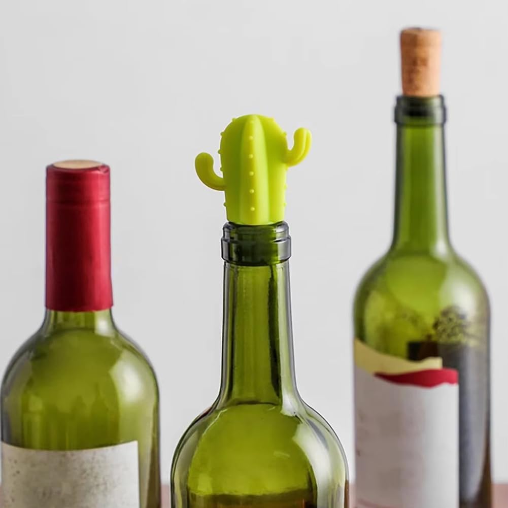 Fangxuee 4pcs Cactus Silicone Wine Stopper - Freshness Preservation Seal for Champagne & Red Wine Bottles, V1189-HB001WSRT00004