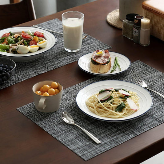 PVC placemat, 4 pieces non-slip heat-resistant placemats, washable vinyl placemats, set of 4 - gray V1189-HB001WSRT00019