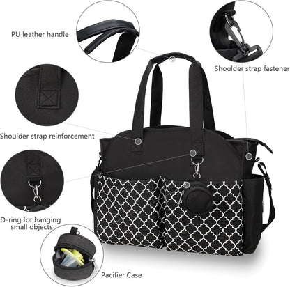 Baby Storage Bag - Multifunctional Diaper Bag with 13 Compartments - Including Special Pacifier Pocket - V1189-HB001WSRT00022