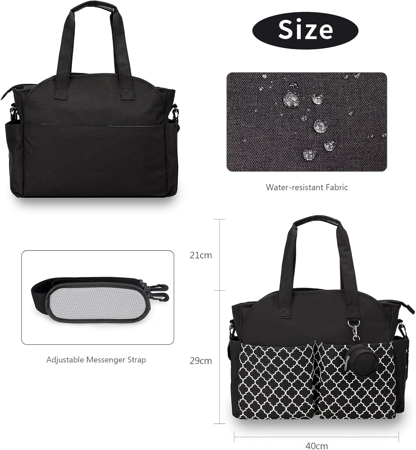 Baby Storage Bag - Multifunctional Diaper Bag with 13 Compartments - Including Special Pacifier Pocket - V1189-HB001WSRT00022