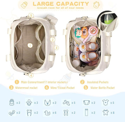 Baby Storage Bag - With Changing Mat - Multiple Storage Compartments - Suitable for Daily Use V1189-HB001WSRT00023