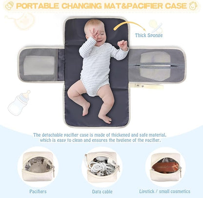 Baby Storage Bag - With Changing Mat - Multiple Storage Compartments - Suitable for Daily Use V1189-HB001WSRT00023