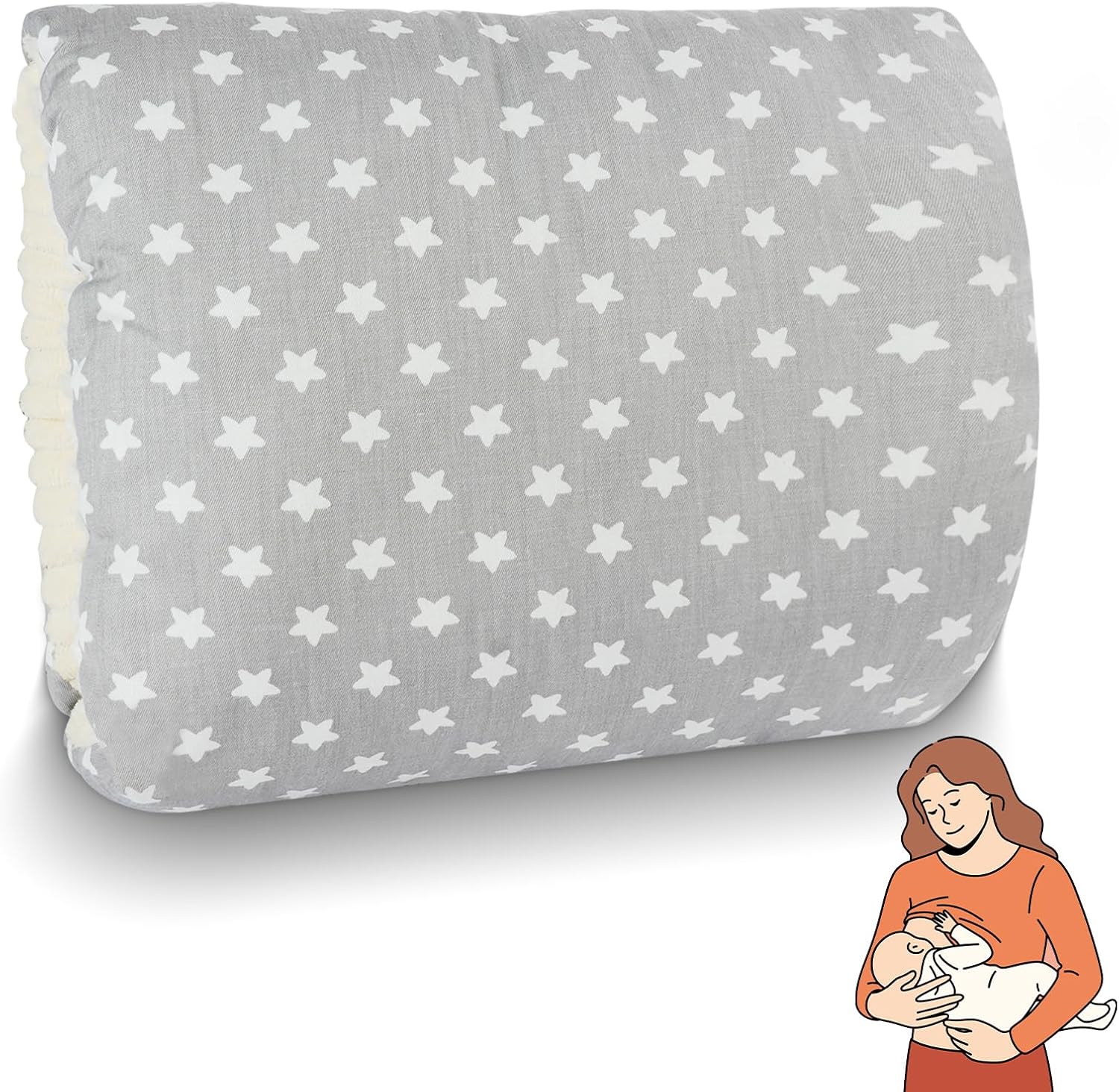 Nursing Pillow - For Breast and Bottle Feeding - Adjustable Height - Suitable for Crib and Bed - Washable V1189-HB001WSRT00024