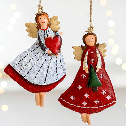 Christmas Decorations - 4 Pieces Metal Angels - Colorful Christmas Pendants - For Christmas Tree And Living V1189-HB001WSRT00028