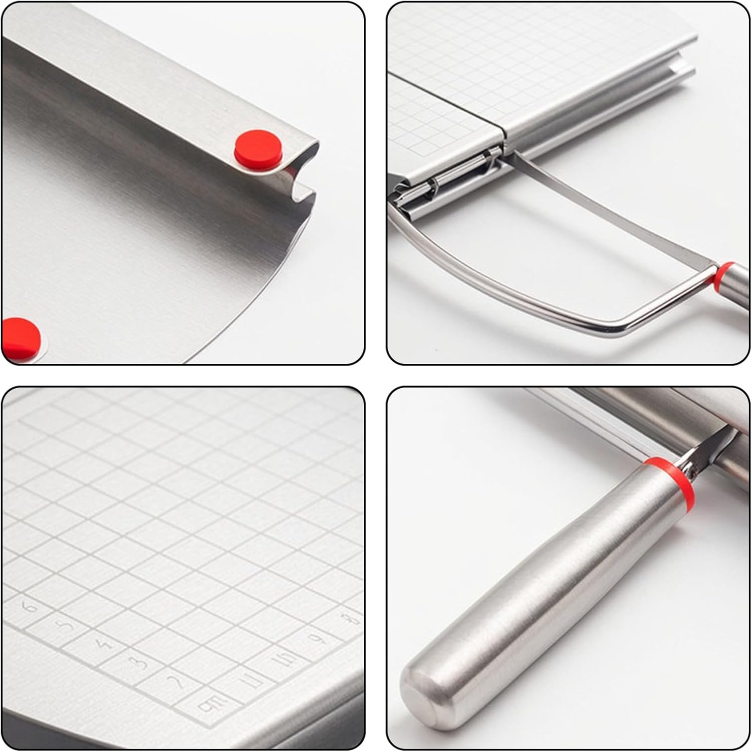 Cheese Cutter - Stainless Steel Blade with Measuring Scale - For Block Cheese and Sausage - Multifunctional V1189-HB001WSRT00029