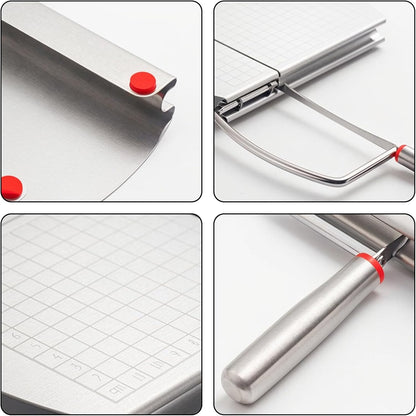 Cheese Cutter - Stainless Steel Blade with Measuring Scale - For Block Cheese and Sausage - Multifunctional V1189-HB001WSRT00029
