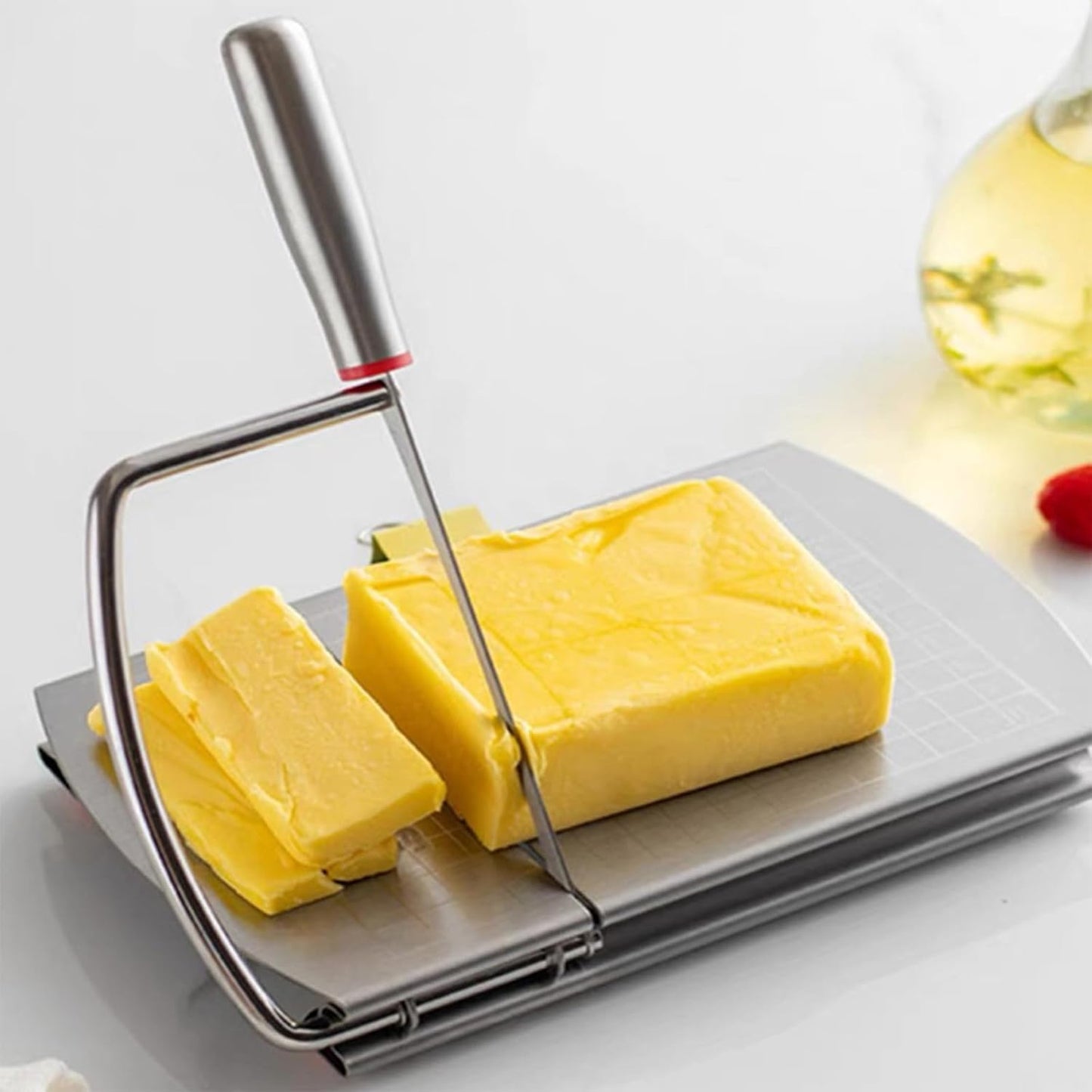 Cheese Cutter - Stainless Steel Blade with Measuring Scale - For Block Cheese and Sausage - Multifunctional V1189-HB001WSRT00029