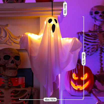 Halloween Decoration - 2 Pieces Hanging Ghosts - With LED Lighting - For Outdoors and Gardens - Spooky Party V1189-HB001WSRU00001