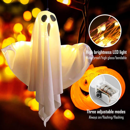Halloween Decoration - 2 Pieces Hanging Ghosts - With LED Lighting - For Outdoors and Gardens - Spooky Party V1189-HB001WSRU00001