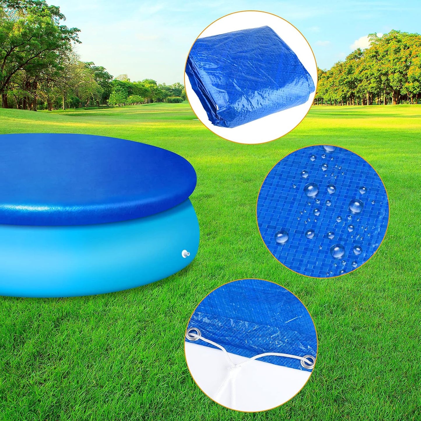 Pool Cover - Round Pool Cover - Round Pool Cover Dust Cover - Suitable for Round Inflatable Pools for Home V1189-HB001ZSSA00048