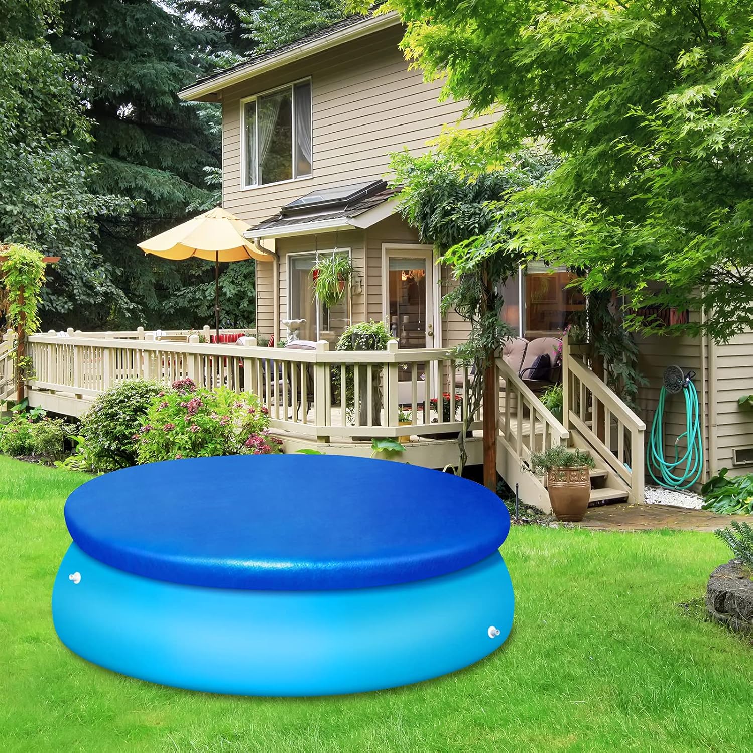 Pool Cover - Round Pool Cover - Round Pool Cover Dust Cover - Suitable for Round Inflatable Pools for Home V1189-HB001ZSSA00048