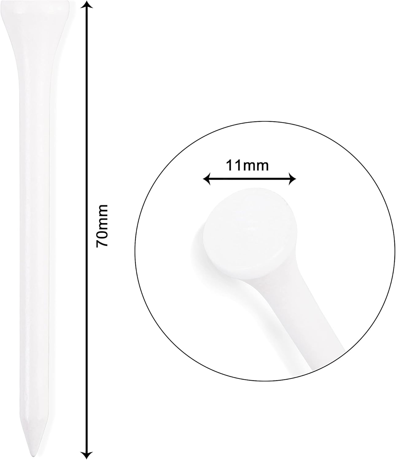 Wooden golf tee - 70 mm - White - 100 pieces V1189-HB001ZSSA00054