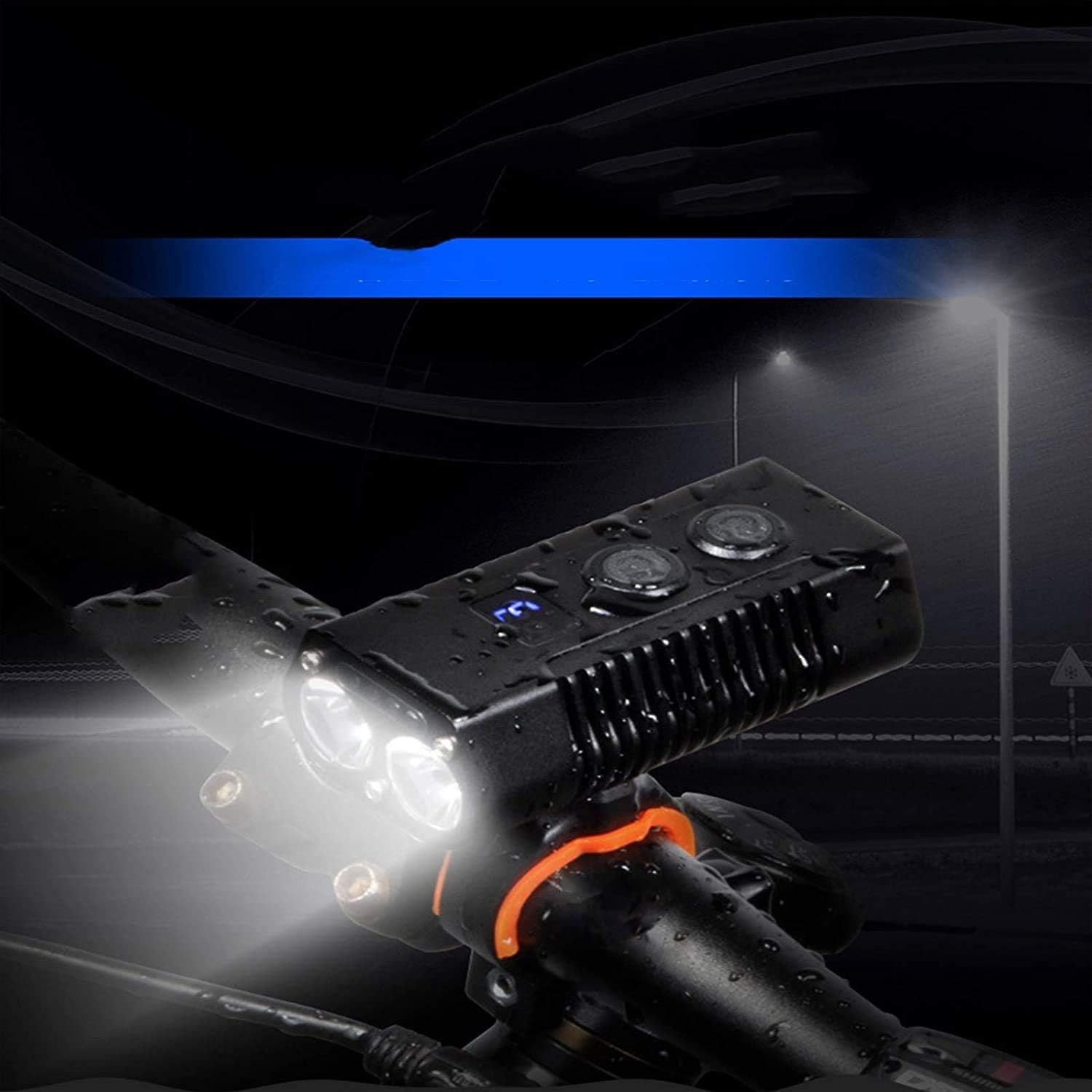 Bicycle lamp - High lumen bicycle headlamp, 2 LEDs - Super bright headlamp - 7 modes for all bicycles, V1189-HB001ZSSA00072