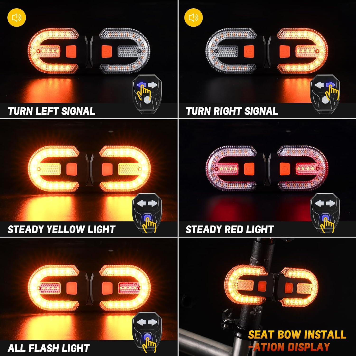 LED Bicycle Rear Light - with Turn Signal - Split Bicycle Rear Light - Bicycle Indicator Light USB V1189-HB001ZSSA00073