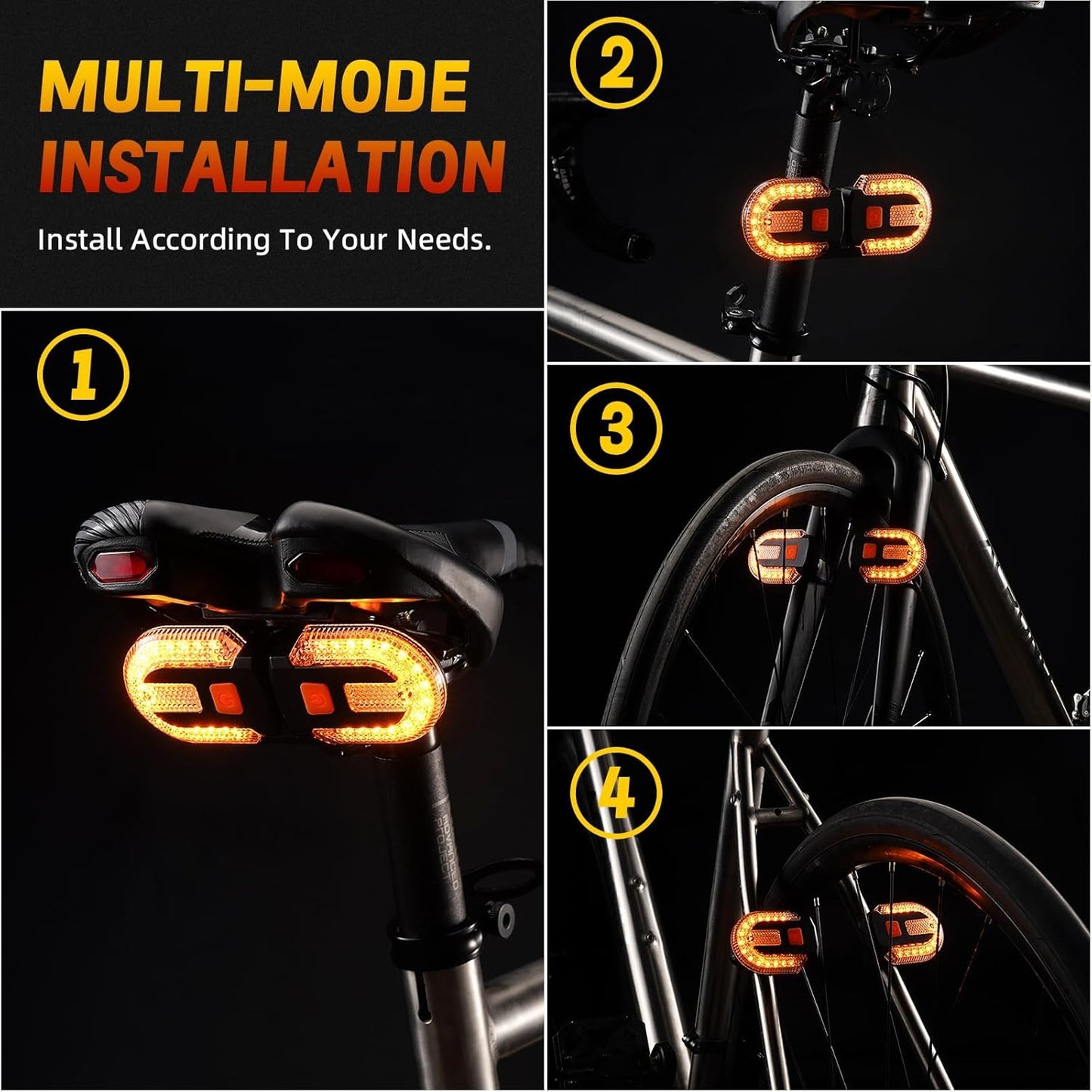 LED Bicycle Rear Light - with Turn Signal - Split Bicycle Rear Light - Bicycle Indicator Light USB V1189-HB001ZSSA00073