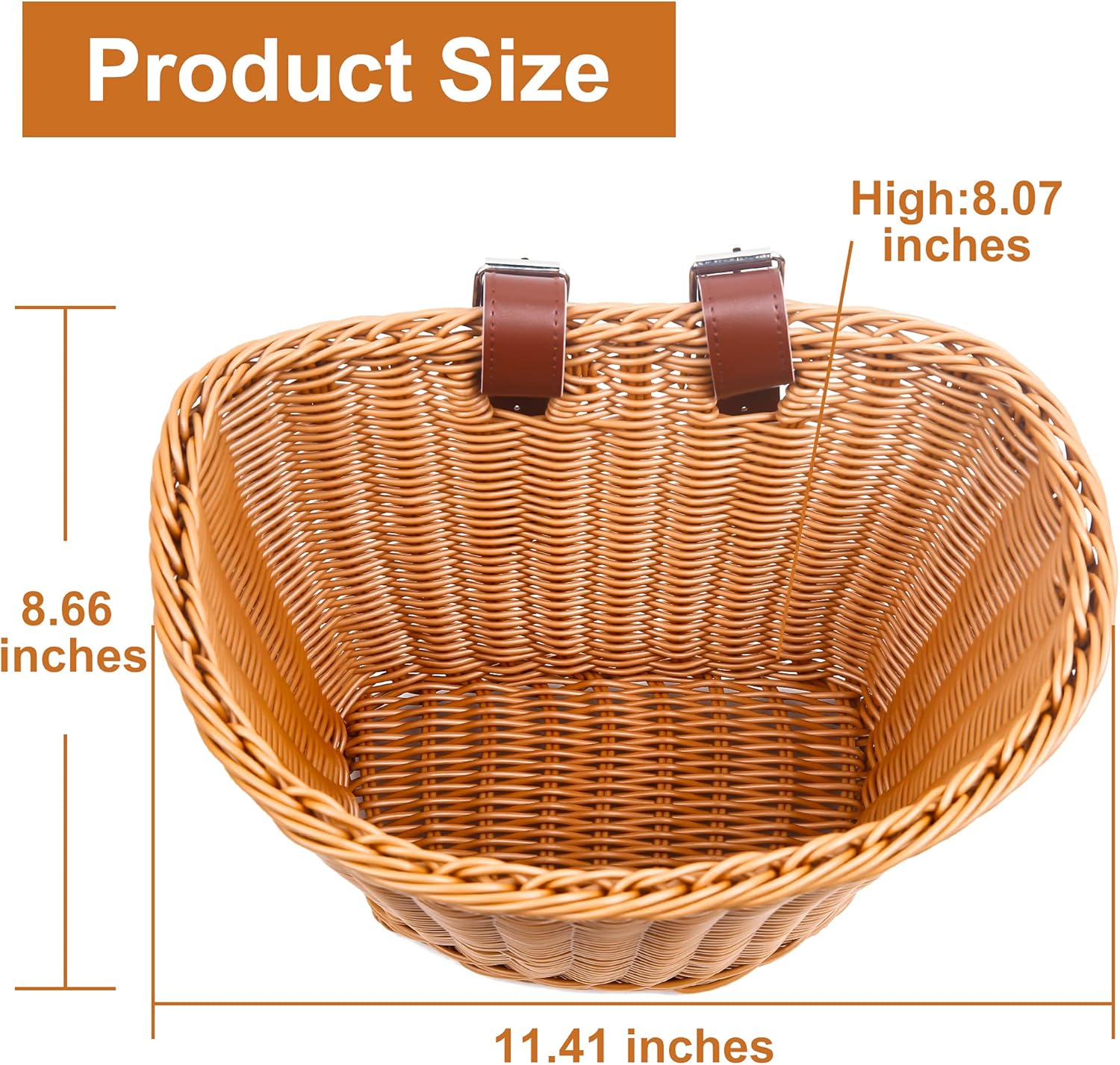 Bicycle basket - D-shaped bicycle basket for the handlebars - Storage box for the handlebars - Woven plastic V1189-HB001ZSSA00076