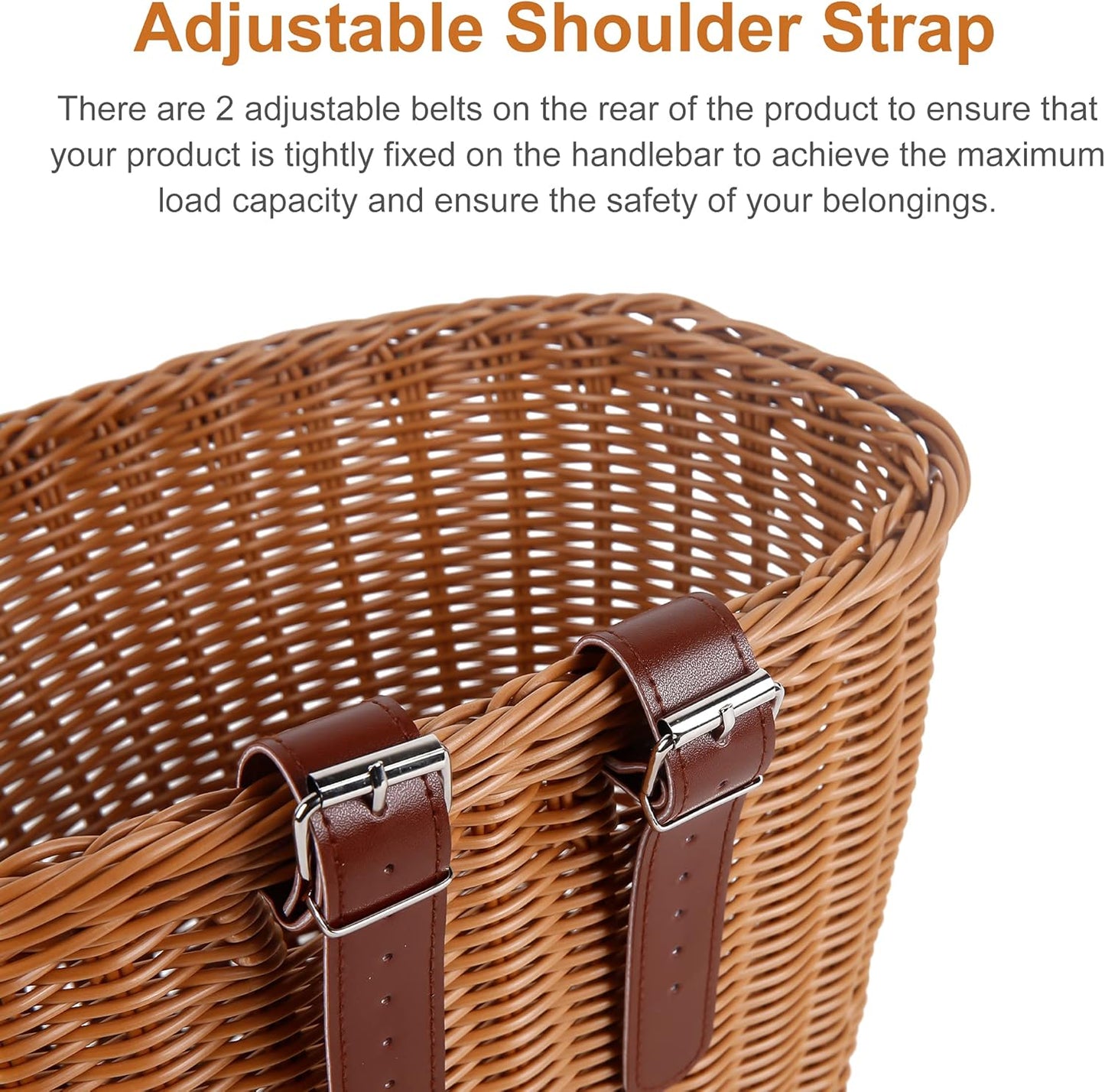 Bicycle basket - D-shaped bicycle basket for the handlebars - Storage box for the handlebars - Woven plastic V1189-HB001ZSSA00076