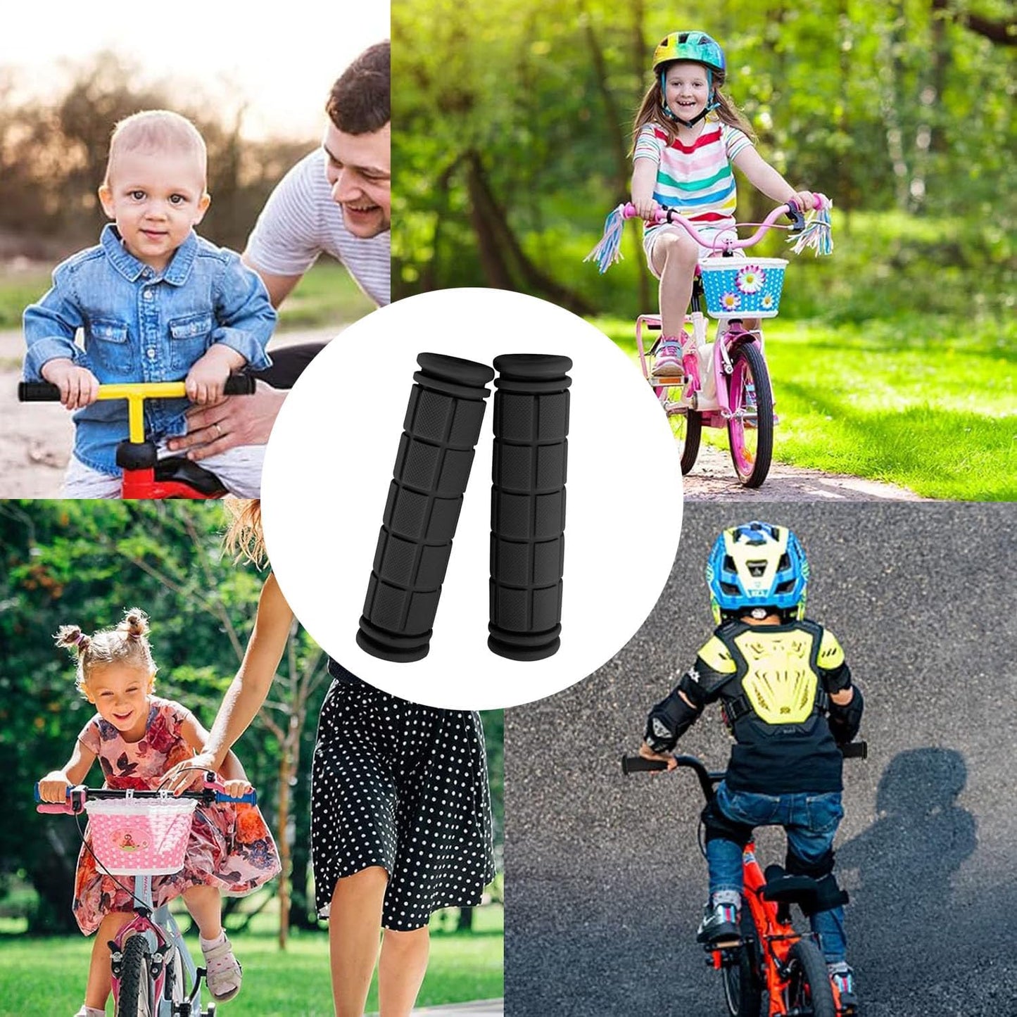 Bicycle handlebar covers - Soft rubber - Anti-slip - Black Bicycle handlebar - Universal handlebar covers - V1189-HB001ZSSA00079