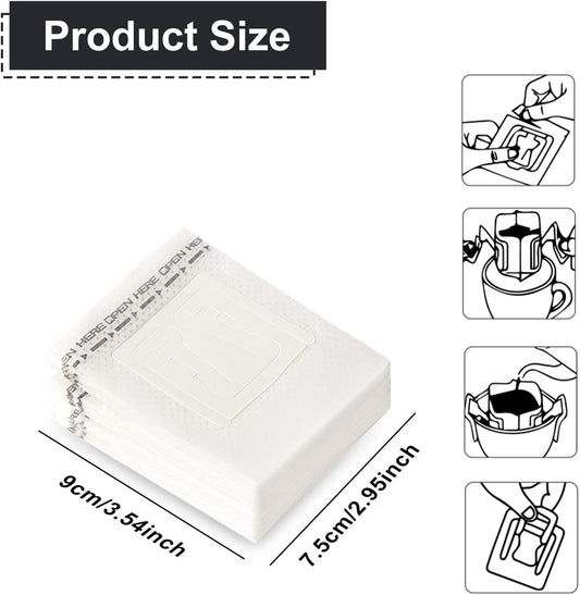 Coffee Filter Bags - with Hanging Loop - Portable Paper Coffee Filters for Most Cups - Travel, Camping, Home, V1189-HB001ZSSG00011