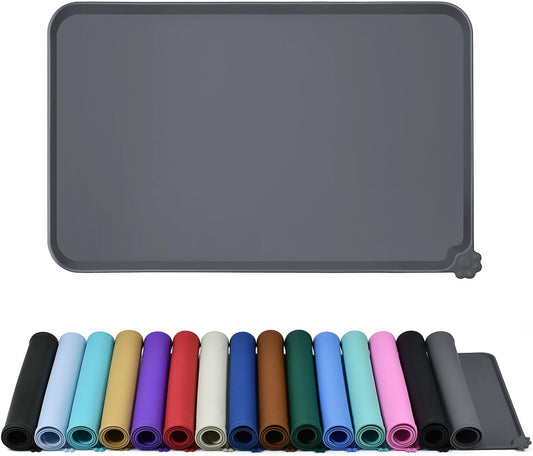 Pet Feeding Mat - Waterproof, Thick & Weighted - Place Mats for Cat & Dog Water Bowls - Dog & Cat Feeding V1189-HB001ZSSG00025