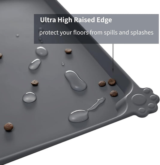 Pet Feeding Mat - Waterproof, Thick & Weighted - Place Mats for Cat & Dog Water Bowls - Dog & Cat Feeding V1189-HB001ZSSG00025