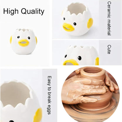 Egg White Separator - Ceramic Egg Yolk Separator - Portable Kitchen Gadget - Yellow Chicken - 2 Pieces V1189-HB001ZSSG00055