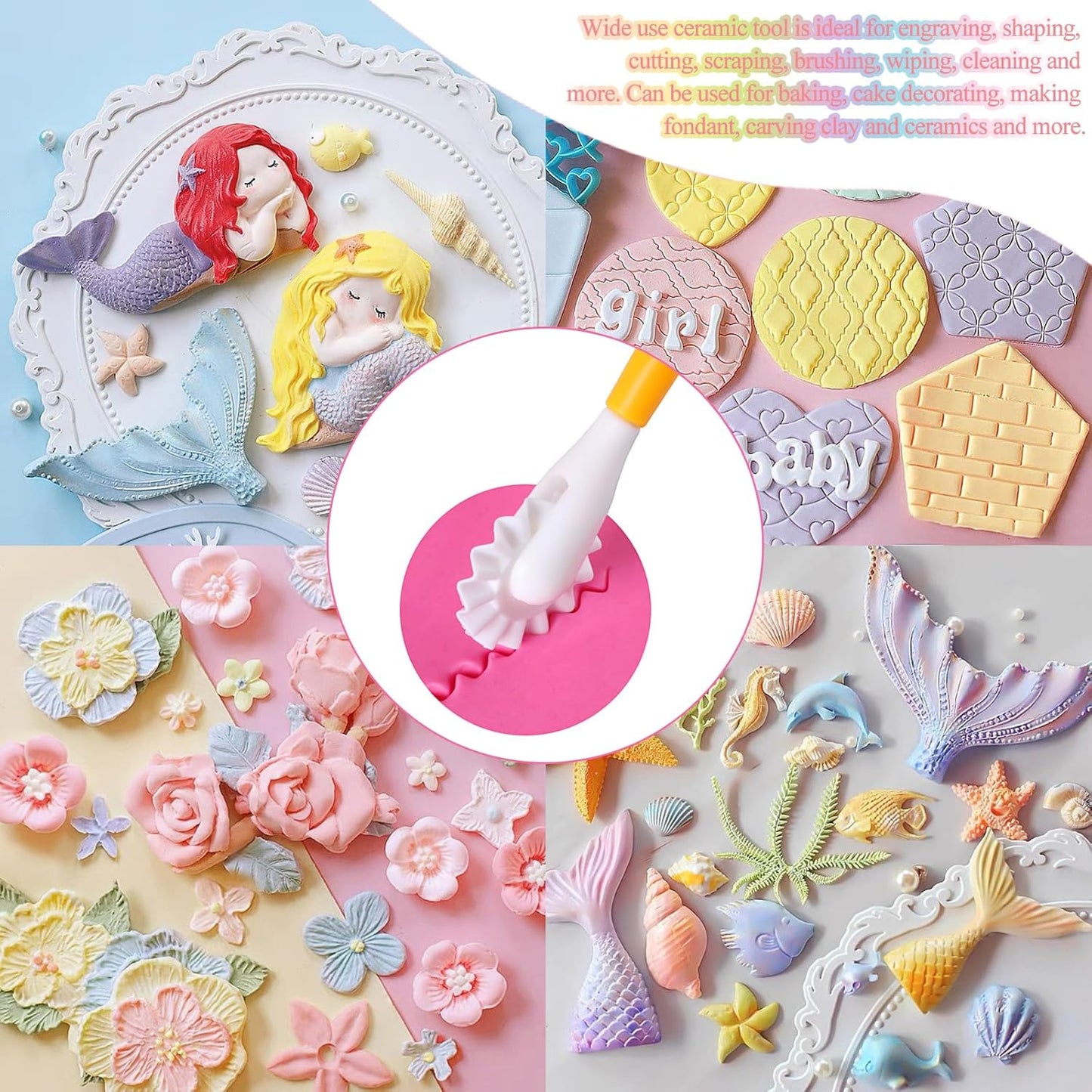 Fondant Tools - Cake Decorating Tools - Icing Clay Tools - Cake Modeling Cutting Tools - Sugarcraft Sculpture V1189-HB001ZSSG00056